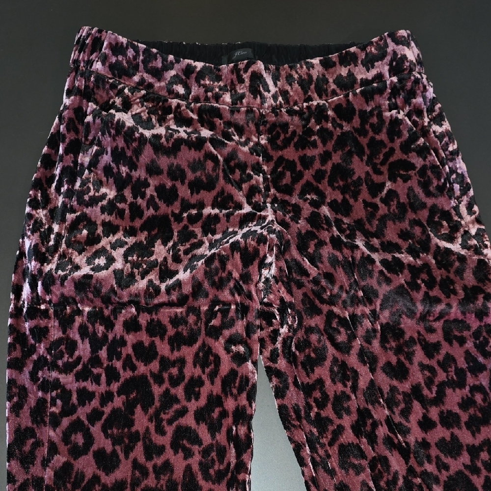 J. Crew Leopard Print Velvet Pants Pull-on easy pant in rose